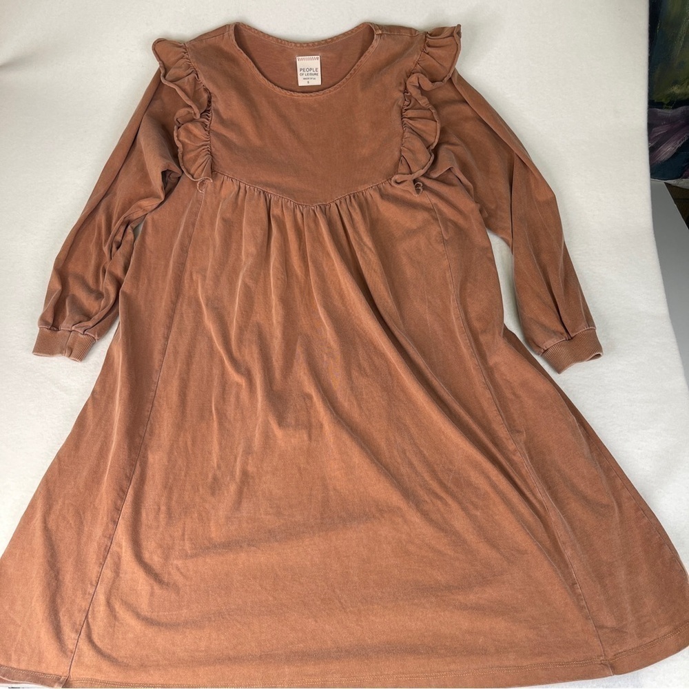 People of Leisure Hannah Dress Saddle Brown Small - Picture 3 of 12